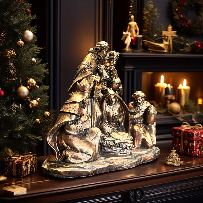 Centro de mesa para Nochebuena/Expositor de iglesia/Decoración clásica de hogar europeo/Regalo navideño cristiano/Obra de arte religiosa de coleccionista