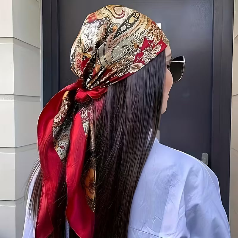 A Large Red Bohemian Paisley Scarf
