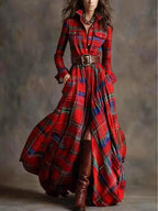 French Vintage Plaid Dress
