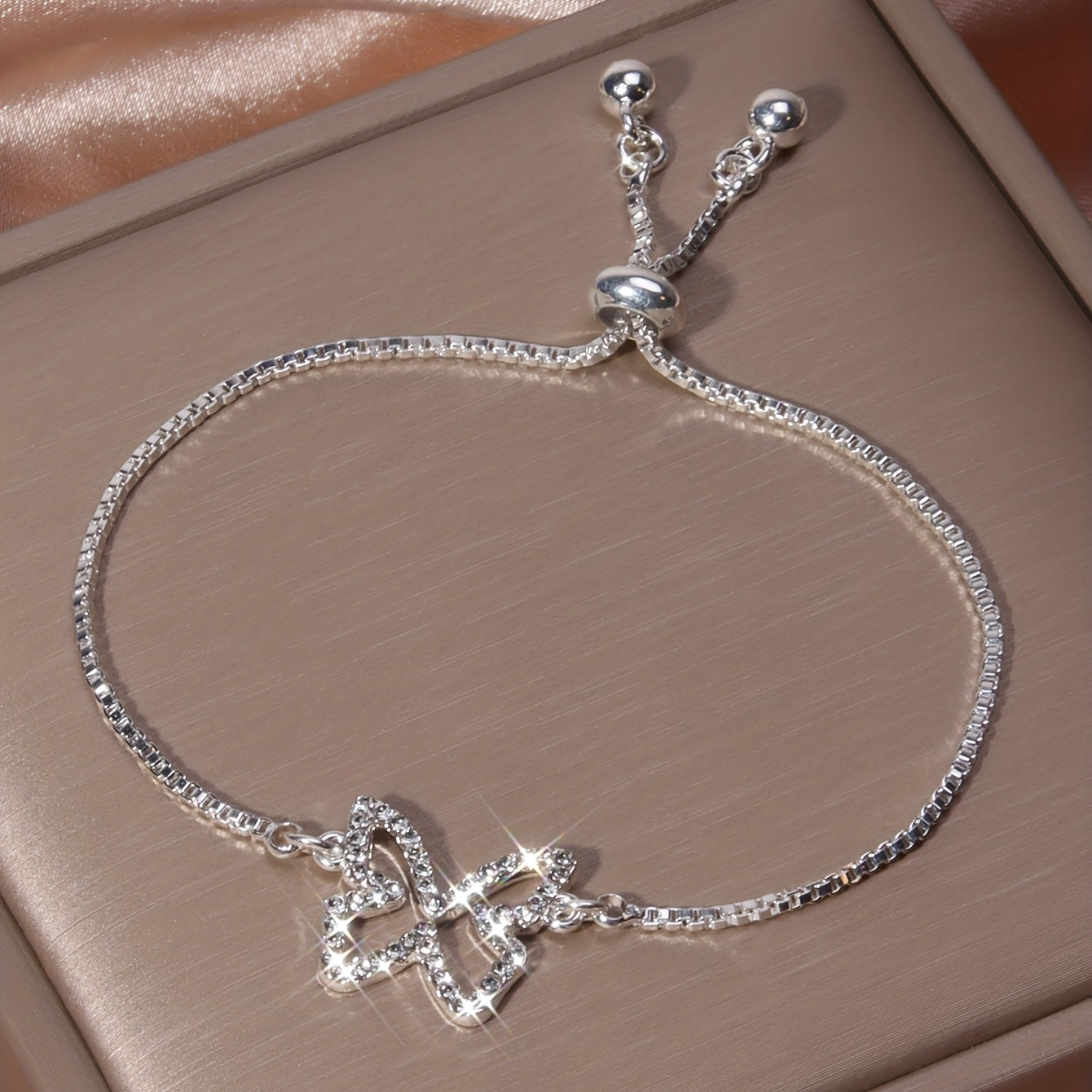 Shiny Butterfly Tennis Bracelet – Rhinestone Hollow Design
