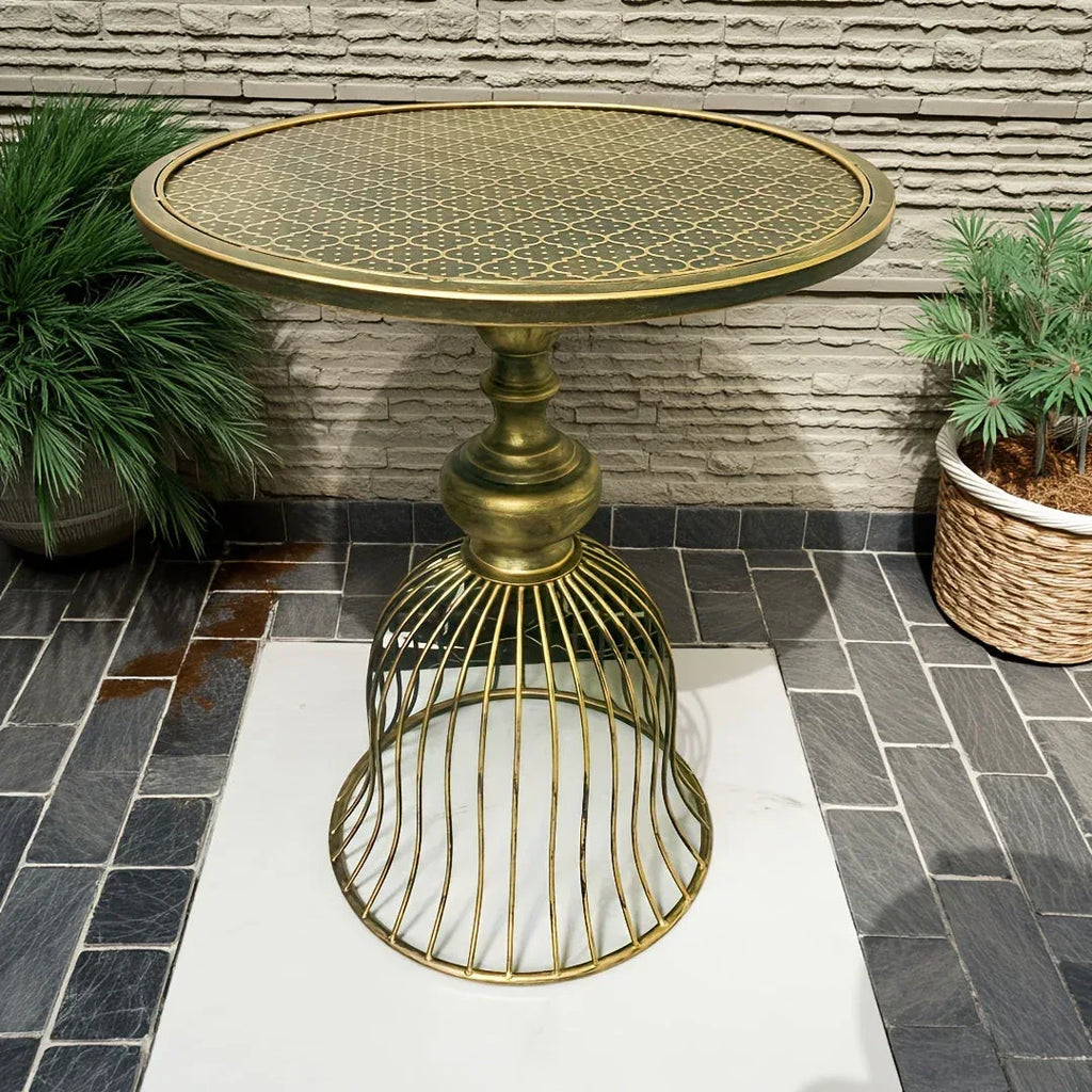 Round Metal Table Courtyard Antique Bronze - World Gifts