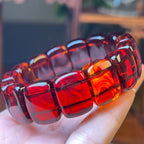 Pulsera de Ámbar Rojo Natural con Cuentas – Estilo Bohemio