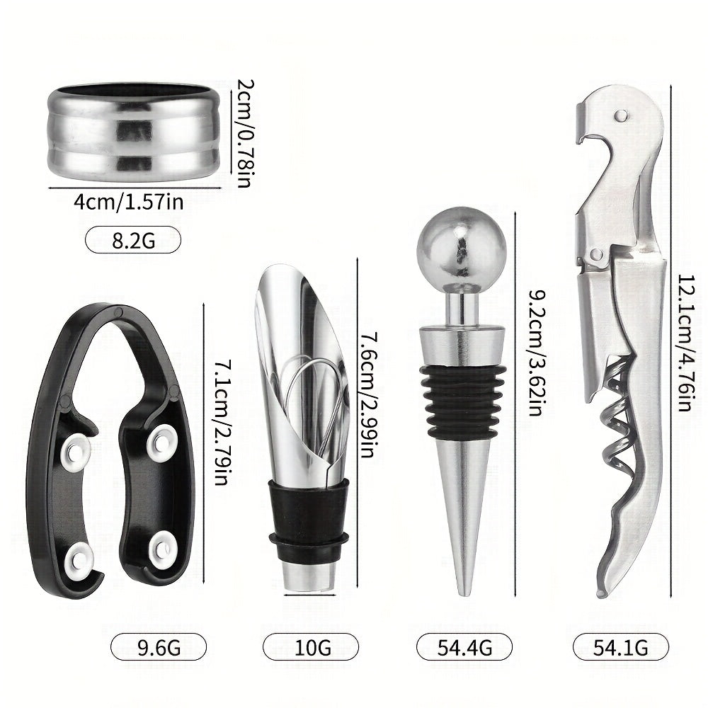 Juego de abrebotellas de acero inoxidable - Kit de herramientas para botellas de vino tinto para botellas grandes