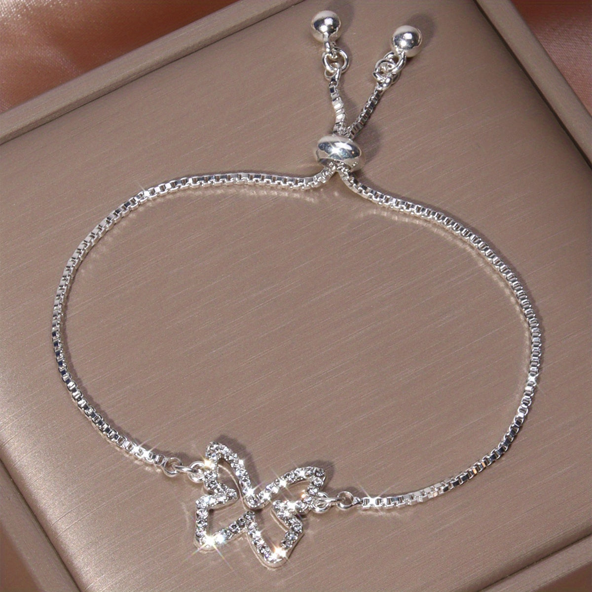 Shiny Butterfly Tennis Bracelet – Rhinestone Hollow Design