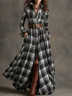 French Vintage Plaid Dress