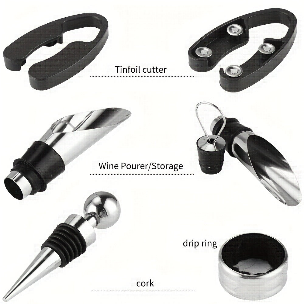 Juego de abrebotellas de acero inoxidable - Kit de herramientas para botellas de vino tinto para botellas grandes