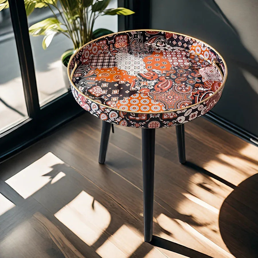 Boho-Chic Blue Coffee Table with Tray - World Gifts