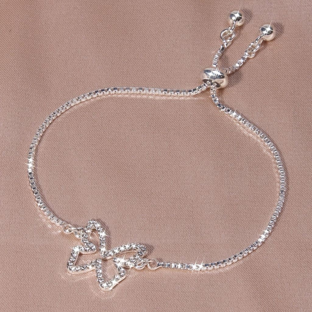 Pulsera de tenis mariposa brillante – Diseño hueco con diamantes de imitación