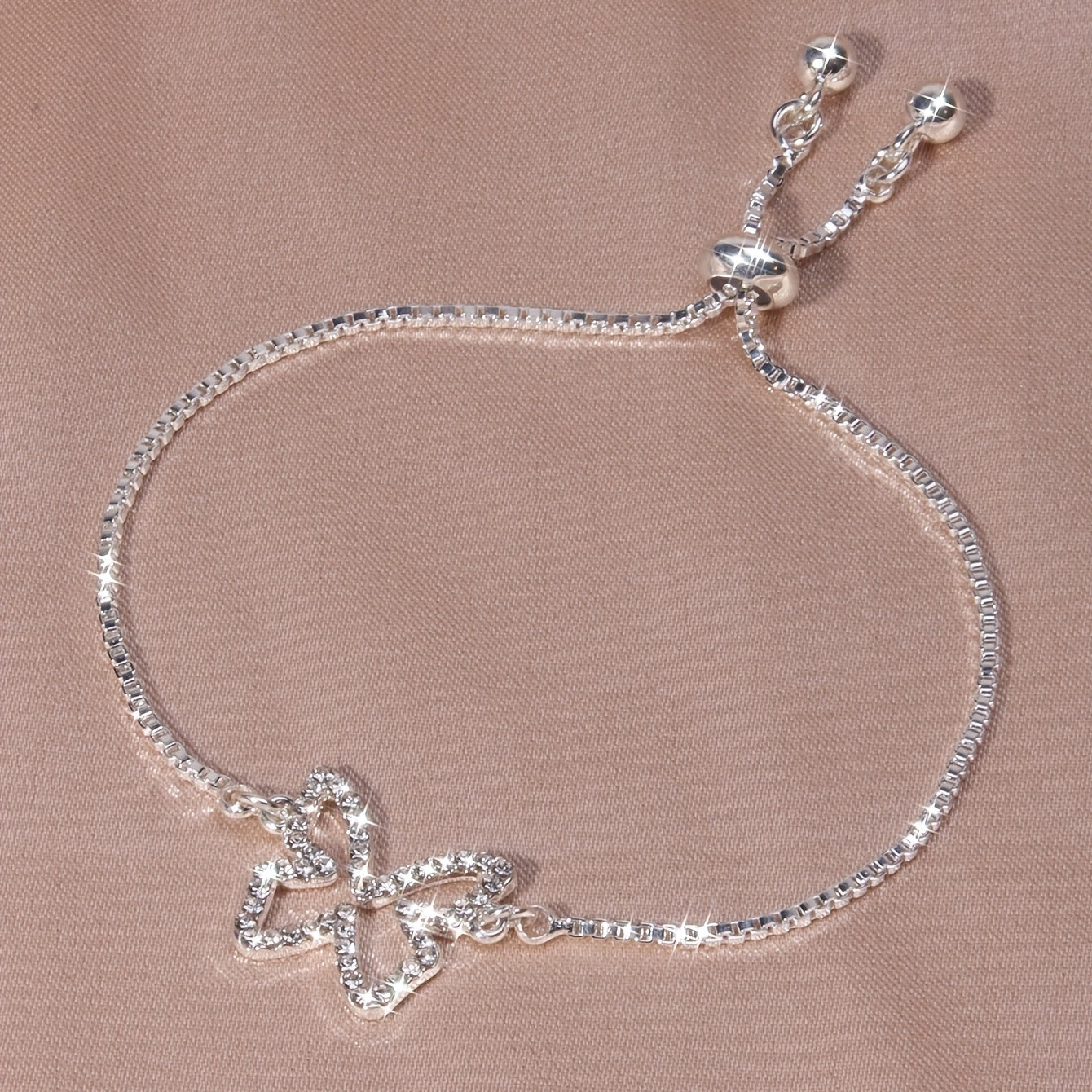 Shiny Butterfly Tennis Bracelet – Rhinestone Hollow Design