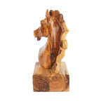 Hand-carved horse head made of olive wood (large) – Exclusive wooden sculpture from Bethlehem (24 cm) - World Gifts