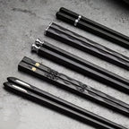5 Pairs Reusable Food-Grade Chopsticks – Durable Black Plastic