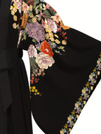 Bata larga con estampado floral y mangas anchas para mujer de talla grande