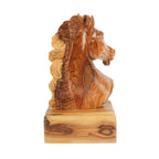 Hand-carved horse head made of olive wood (large) – Exclusive wooden sculpture from Bethlehem (24 cm) - World Gifts