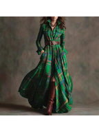 French Vintage Plaid Dress
