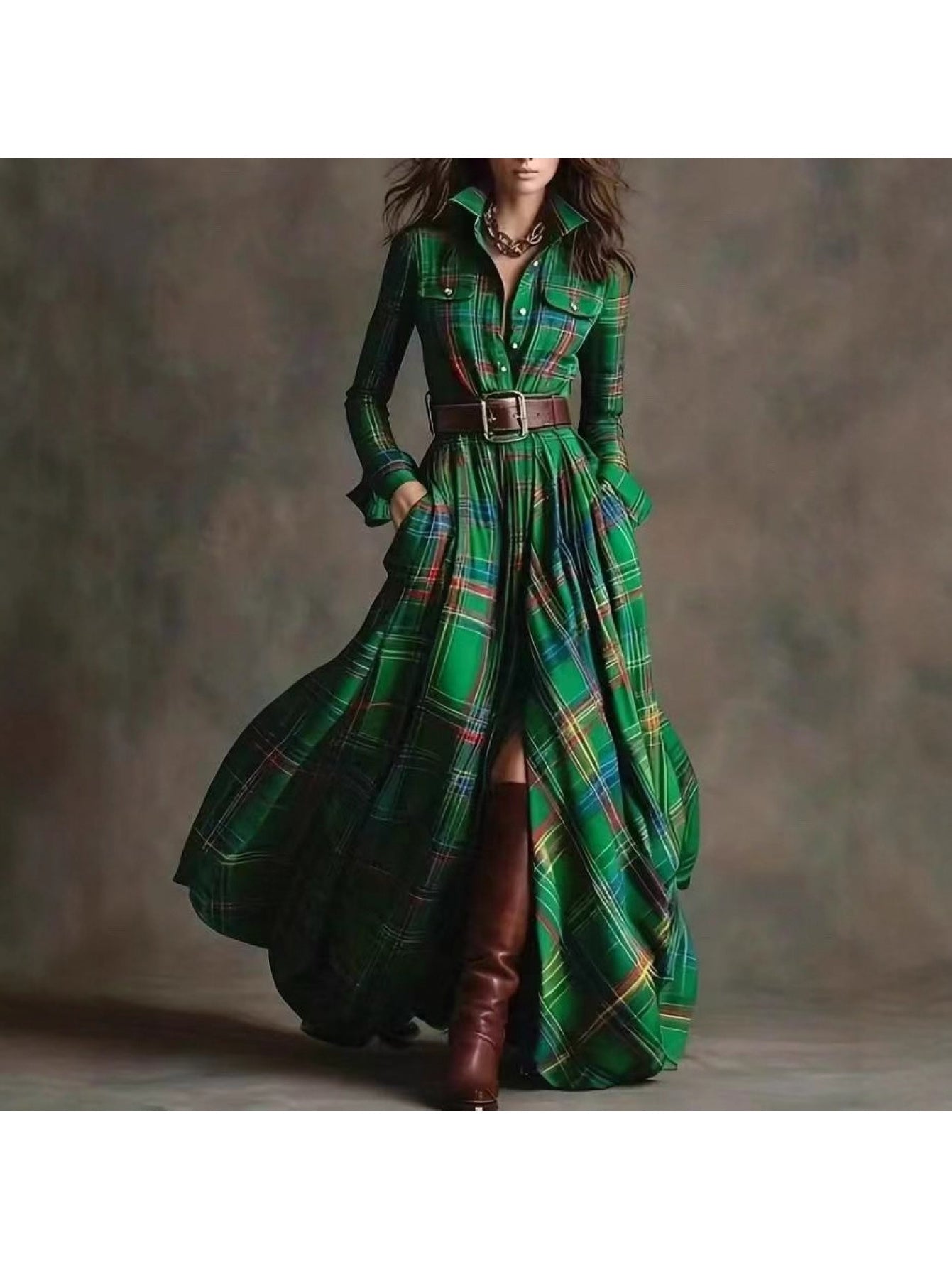 French Vintage Plaid Dress