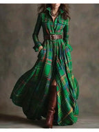French Vintage Plaid Dress