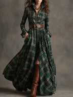 French Vintage Plaid Dress