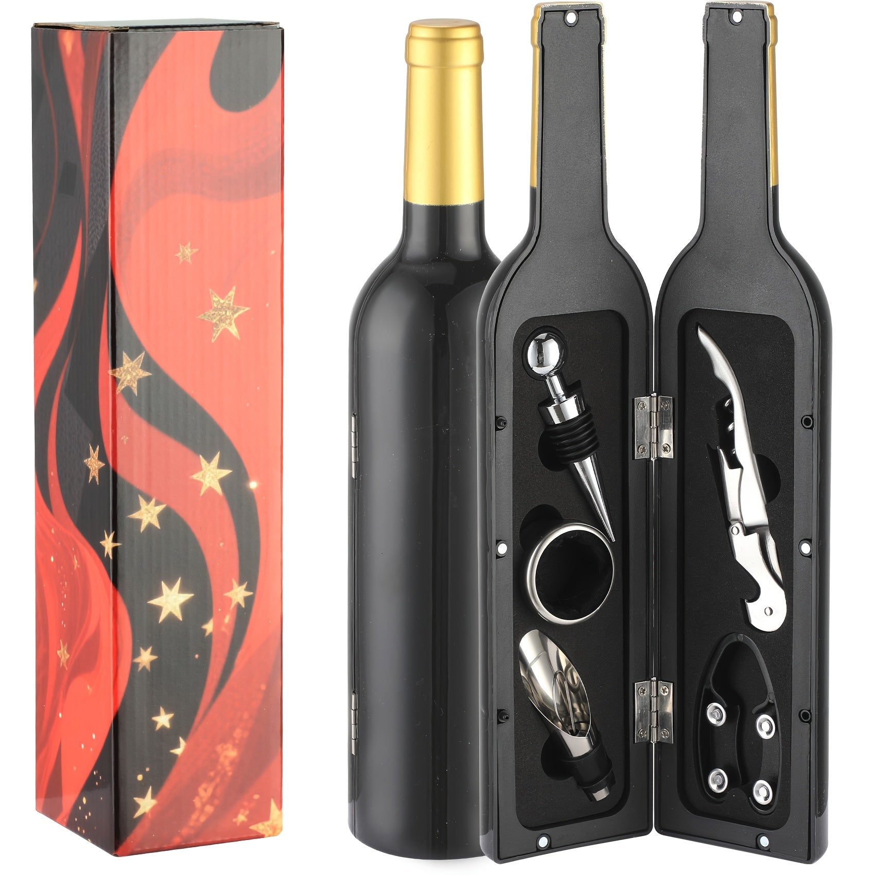 Conjunto de Abridor de Vinho de Aço Inoxidável - Kit de Ferramentas para Garrafas de Vinho Tinto Grandes