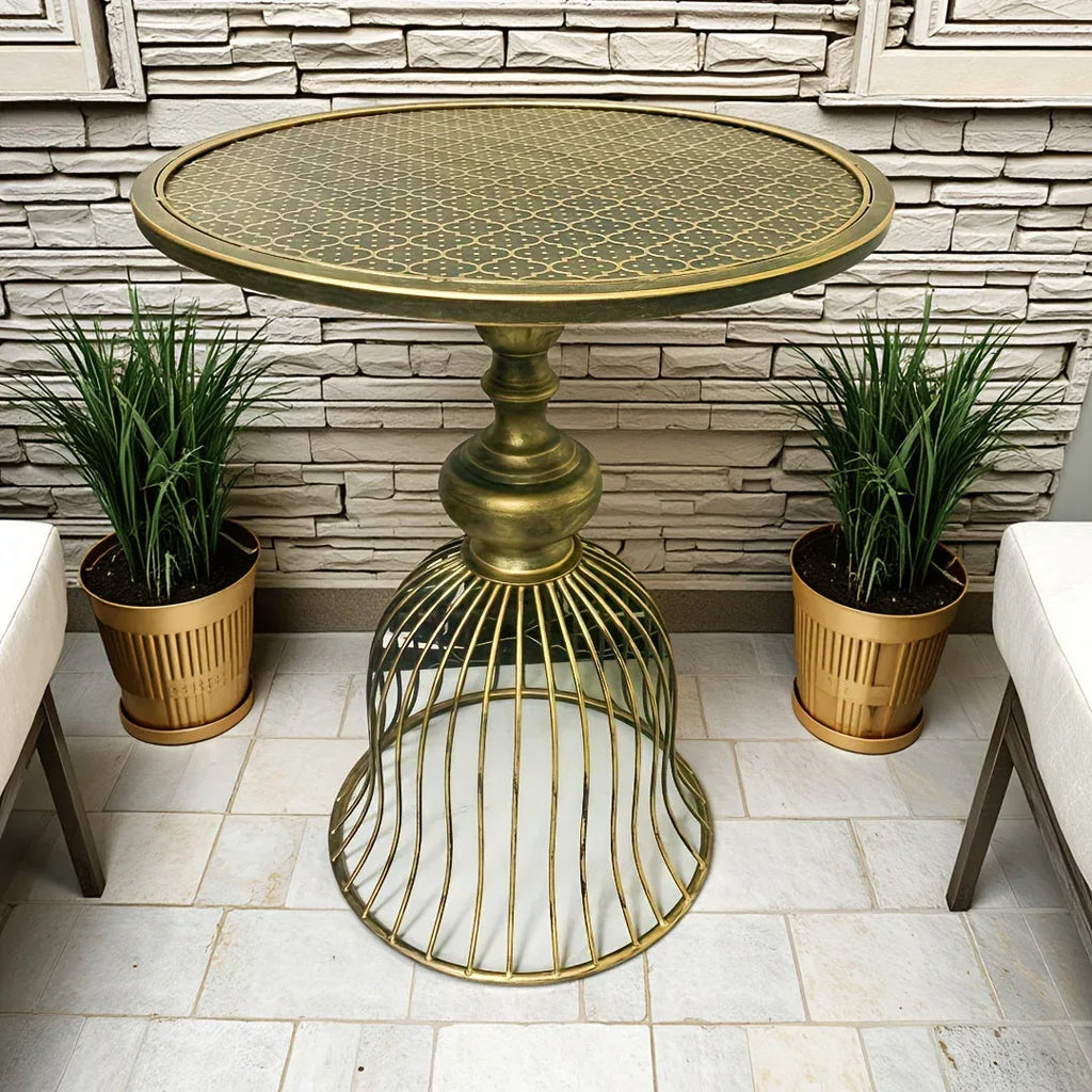 Round Metal Table Courtyard Antique Bronze - World Gifts