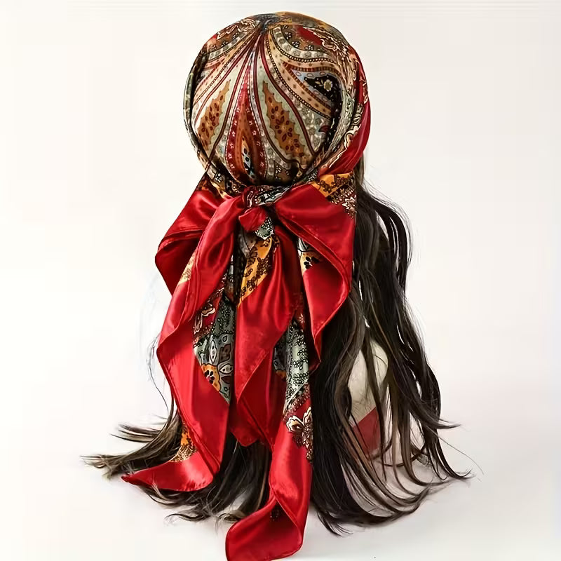 Una bufanda grande roja de cachemir bohemio