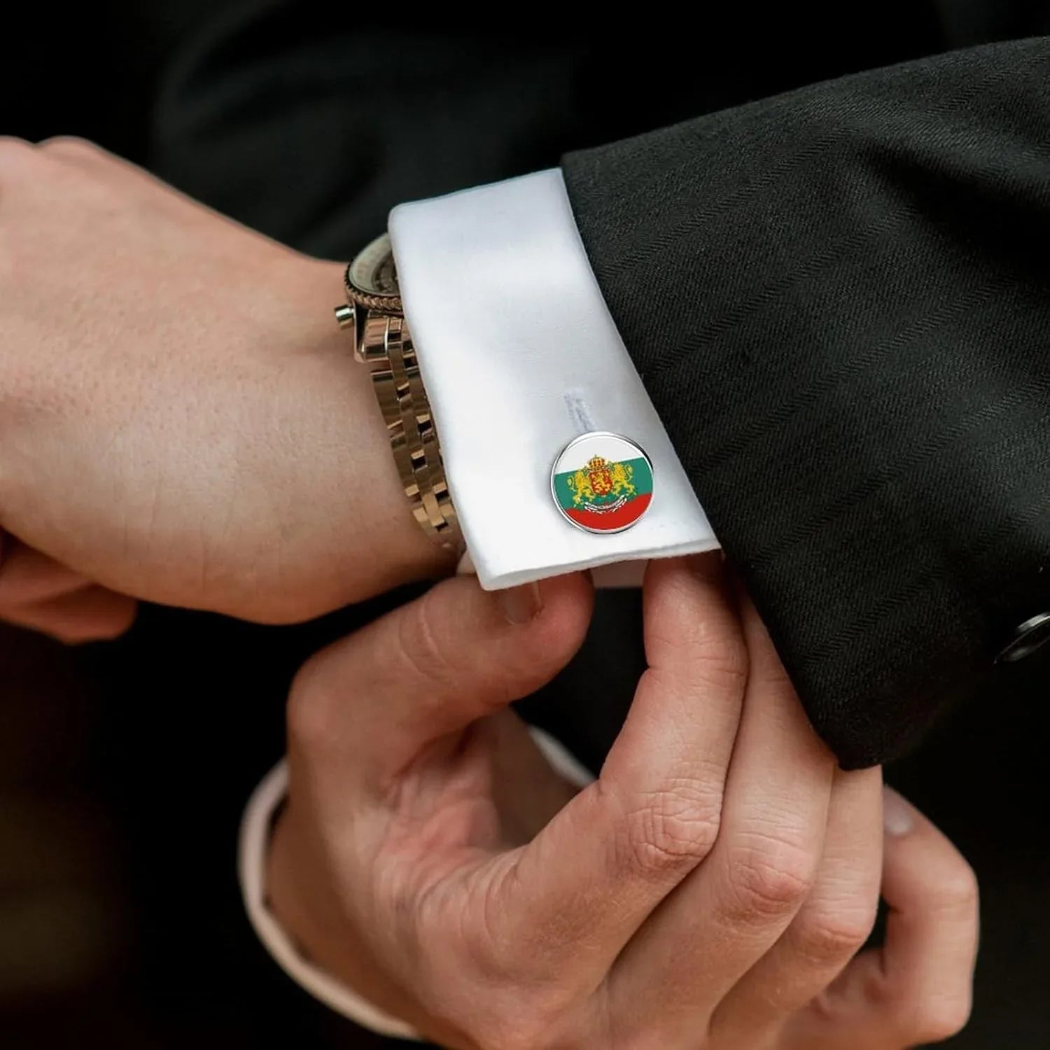 Bulgarian Badge Flag Custom Cuff Links - World Gifts