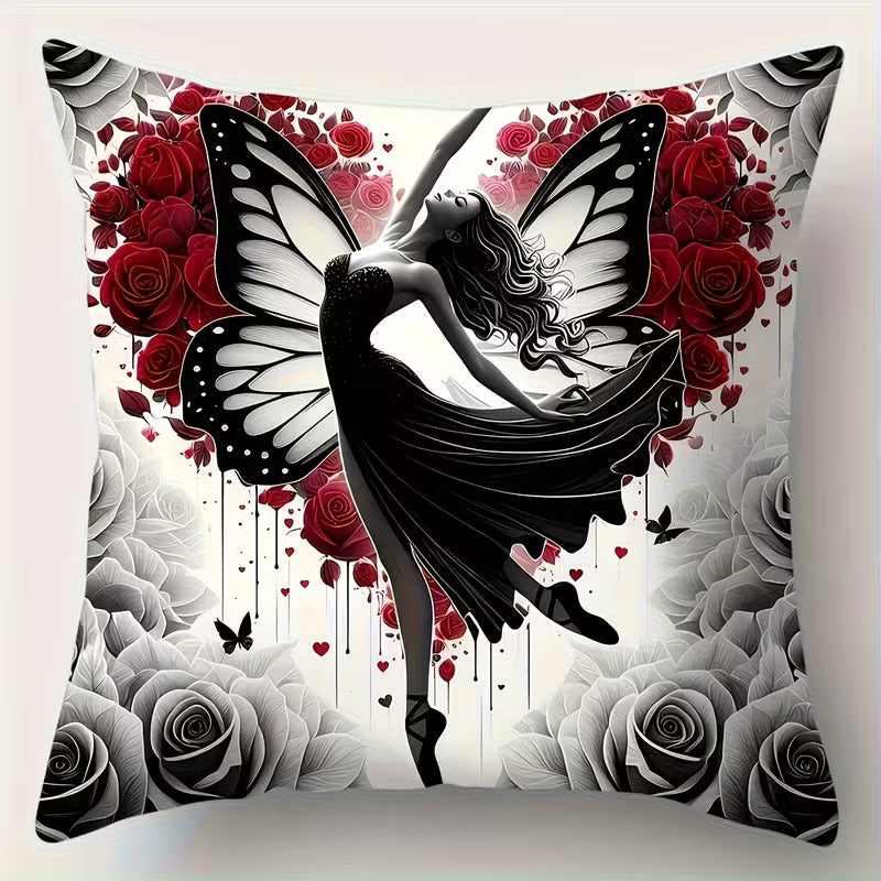 Modern Women and Rose Design Pillow Covers