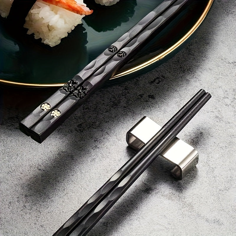 5 Pairs Reusable Food-Grade Chopsticks – Durable Black Plastic