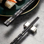 5 Pairs Reusable Food-Grade Chopsticks – Durable Black Plastic