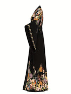 Bata larga con estampado floral y mangas anchas para mujer de talla grande