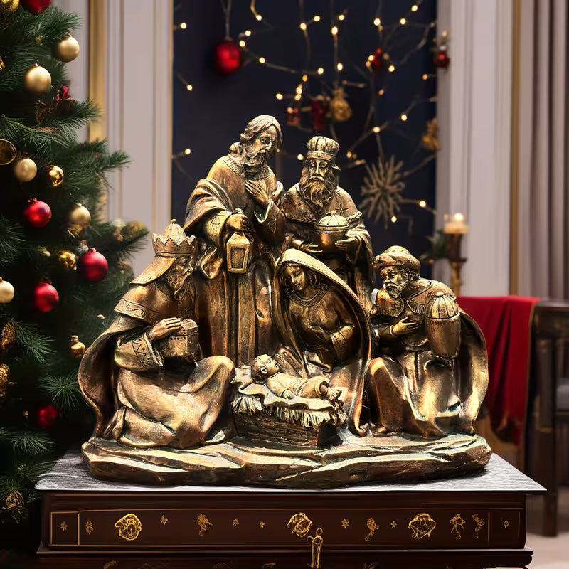 Centro de mesa para Nochebuena/Expositor de iglesia/Decoración clásica de hogar europeo/Regalo navideño cristiano/Obra de arte religiosa de coleccionista