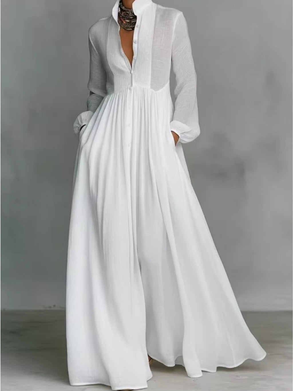 Elegante vestido camisero francés
