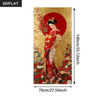 Modern Abstract Canvas Painting Featuring a Japanese Geisha with Floral Designs
