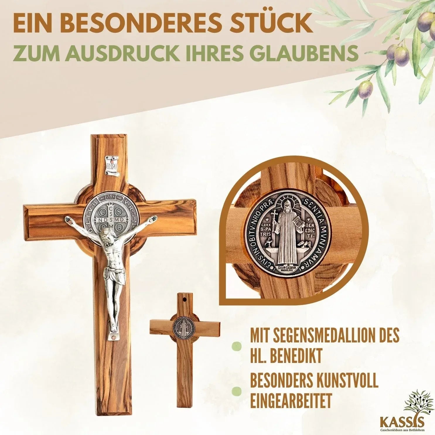 St. Benedict Cross made of olive wood - World Gifts