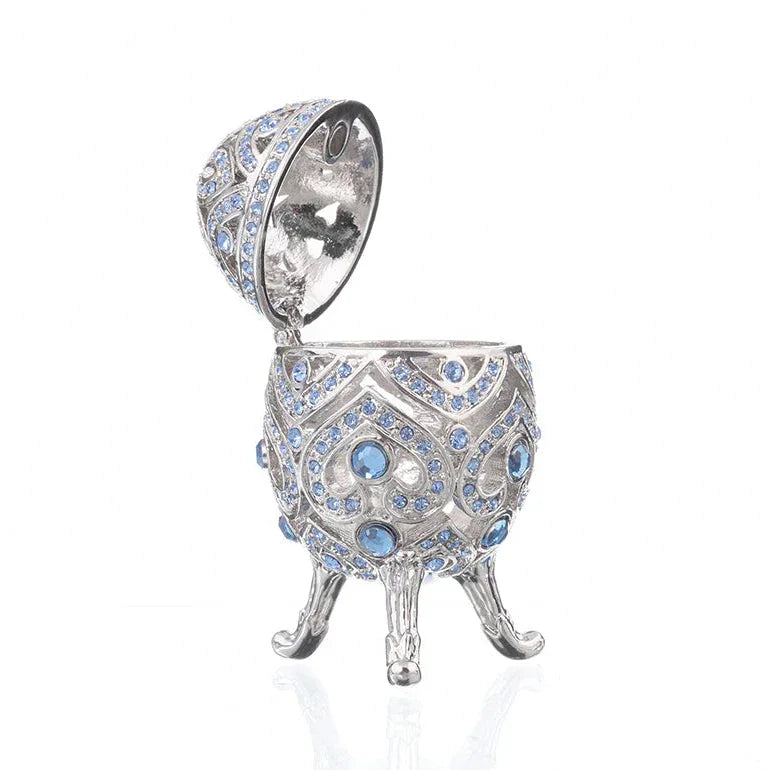 Silver Faberge Egg with Blue Crystals - World Gifts