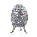 Silver Faberge Egg with Blue Crystals - World Gifts