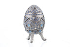 Silver Faberge Egg with Blue Crystals - World Gifts