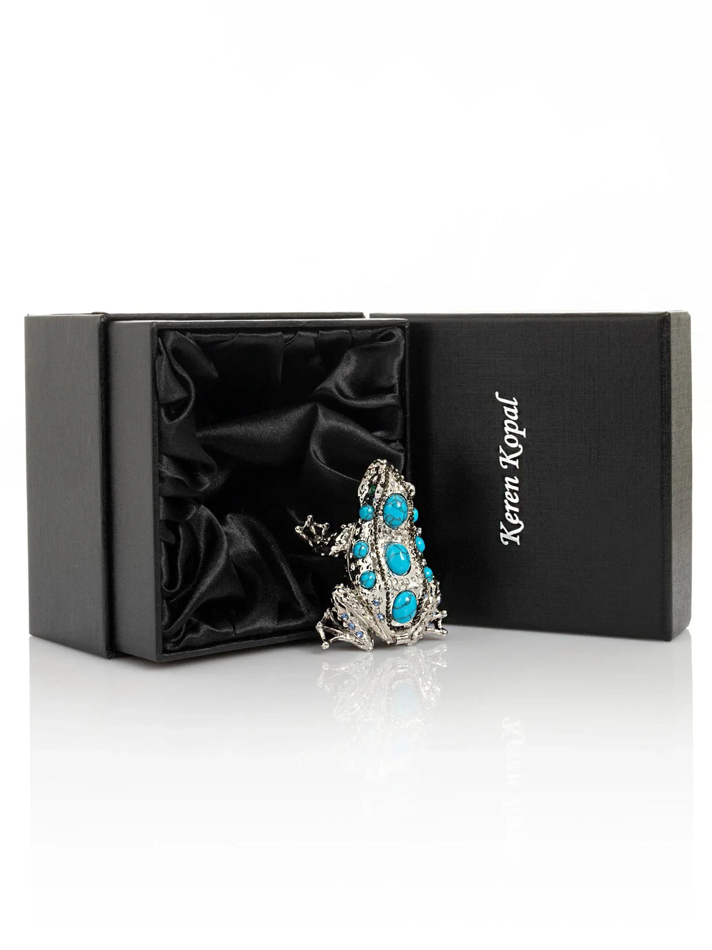 Silver Frog with Turquoise Gemstones - World Gifts