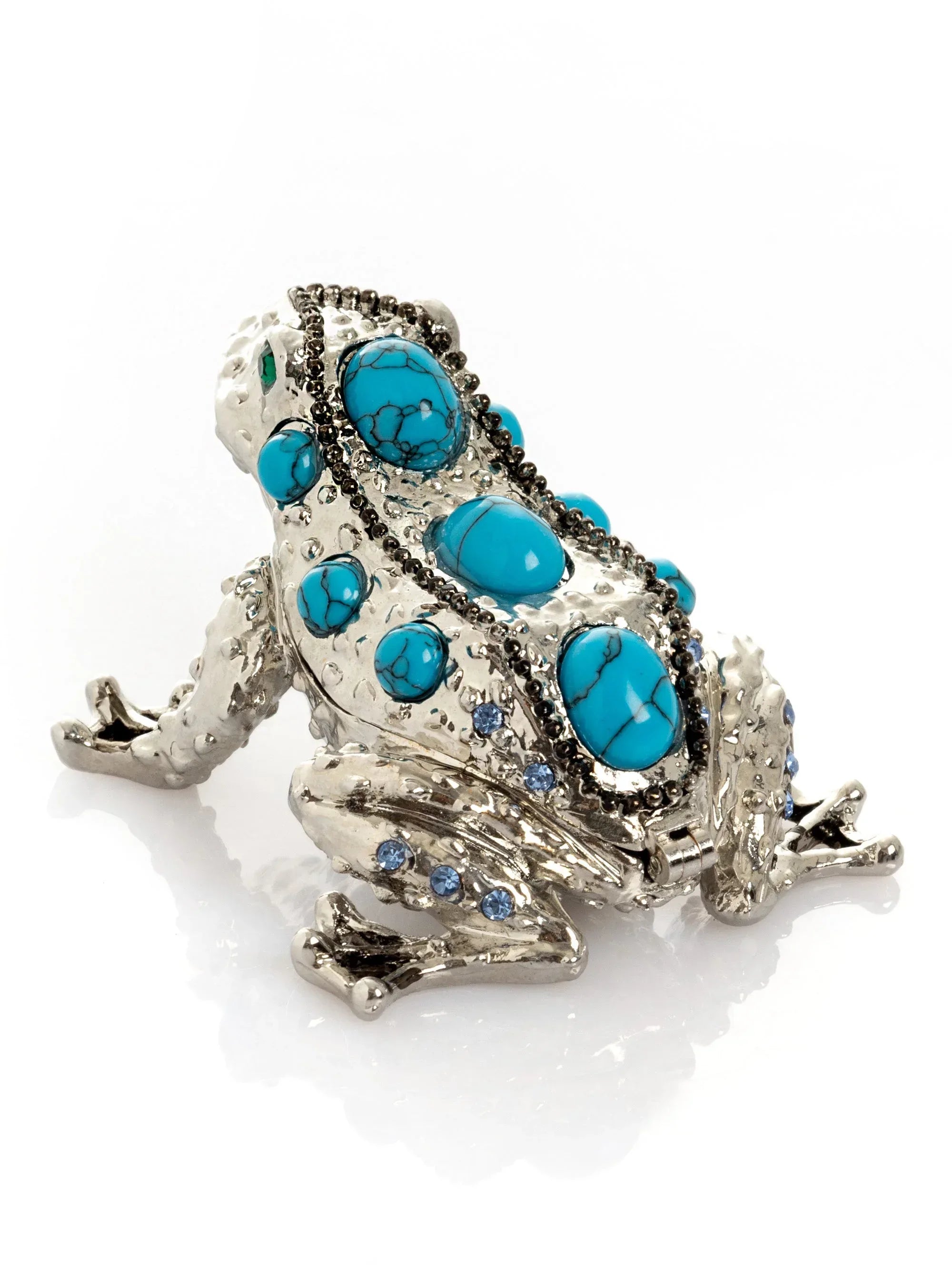 Silver Frog with Turquoise Gemstones - World Gifts