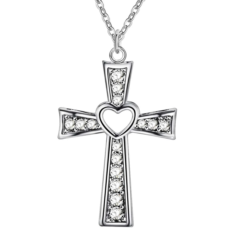 Collar de Cruz de Plata con Cristal de Circonita ✨