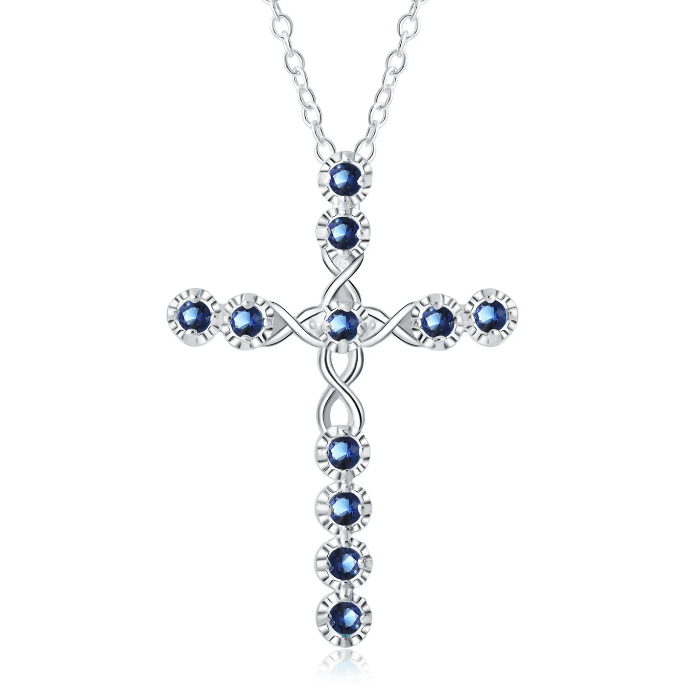 Silver Cross Necklace with CZ Crystal ✨