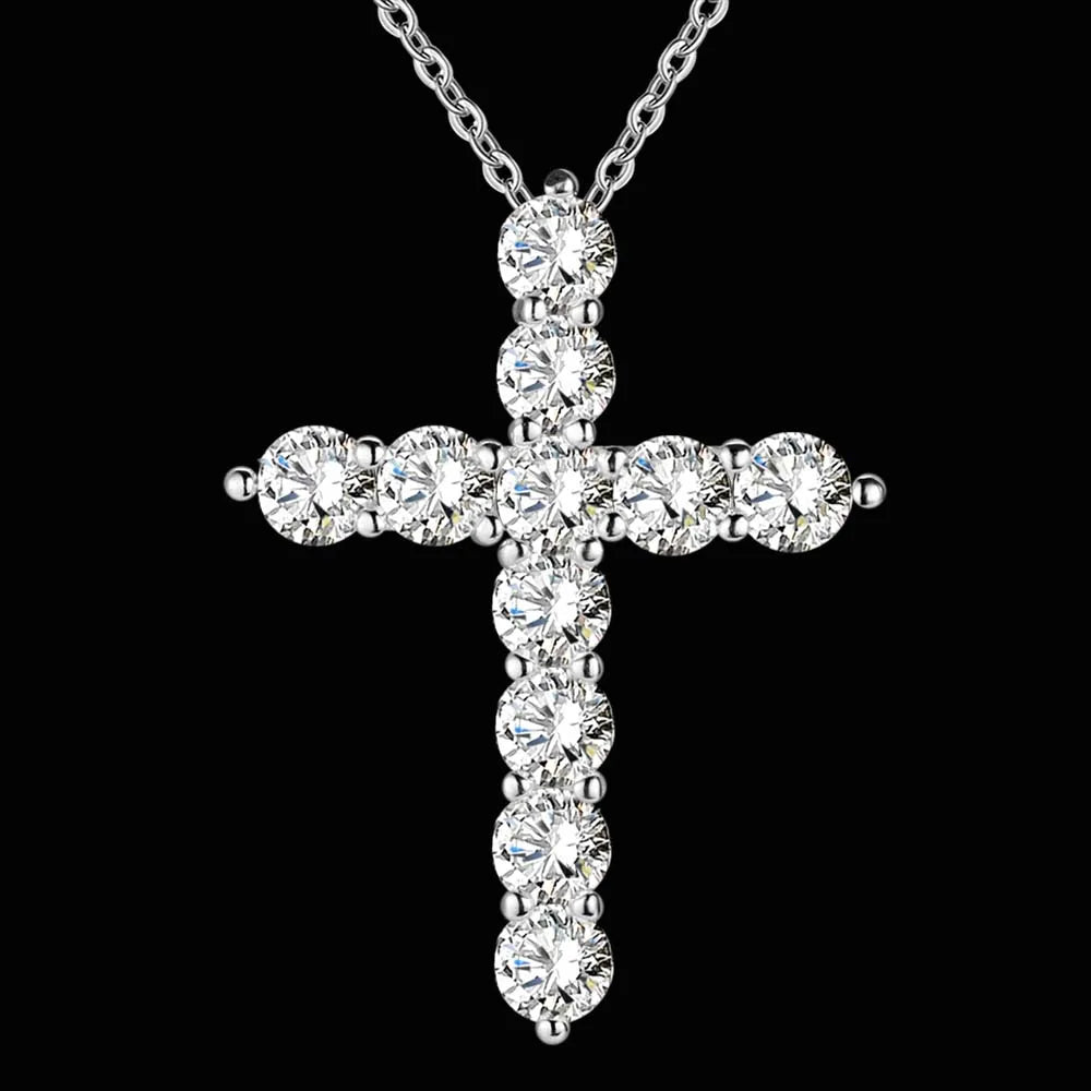 Collar de Cruz de Plata con Cristal de Circonita ✨