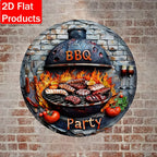 BBQ Party 2D Flat Tin Sign – 8"x8" 🍖
