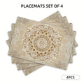 Retro Beige Floral Placemats Set – Mandala Design