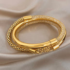 Pulsera Greatera metálica tejida de tres capas ✨
