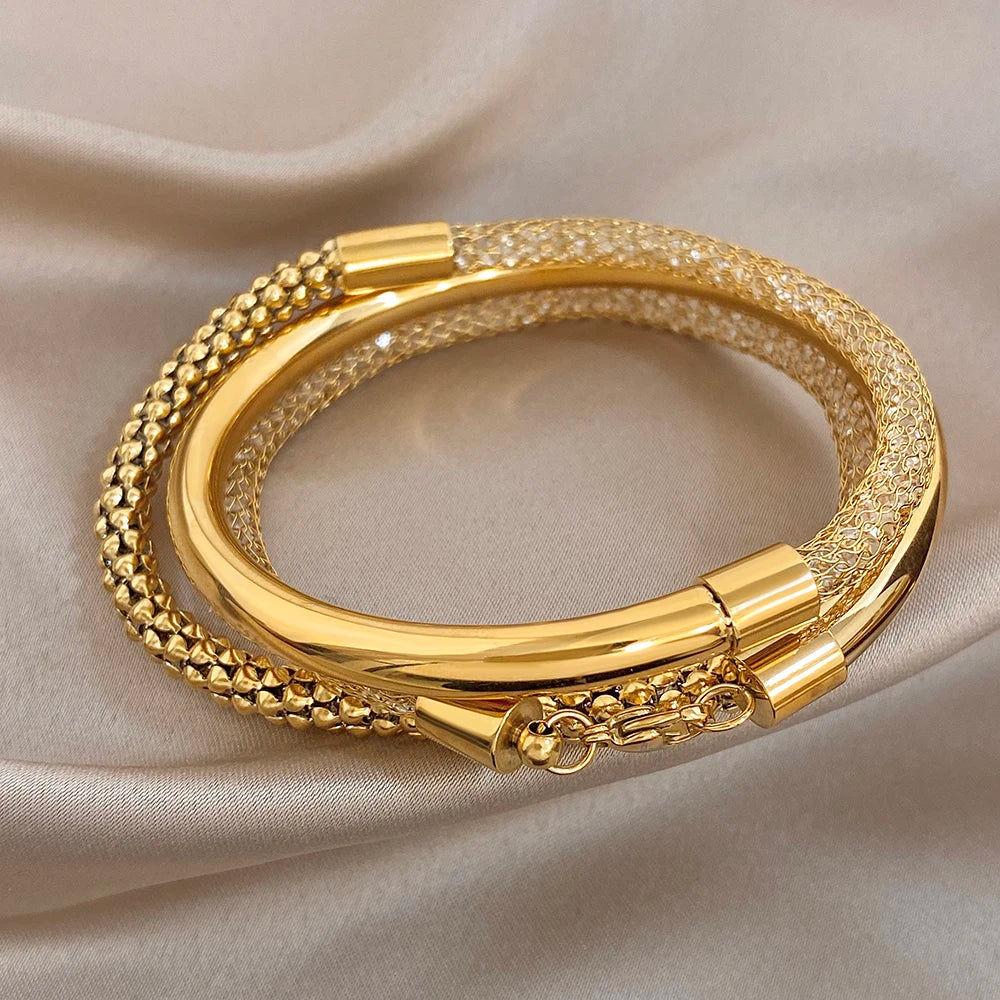 Greatera Metal Woven Three-Layer Bracelet ✨