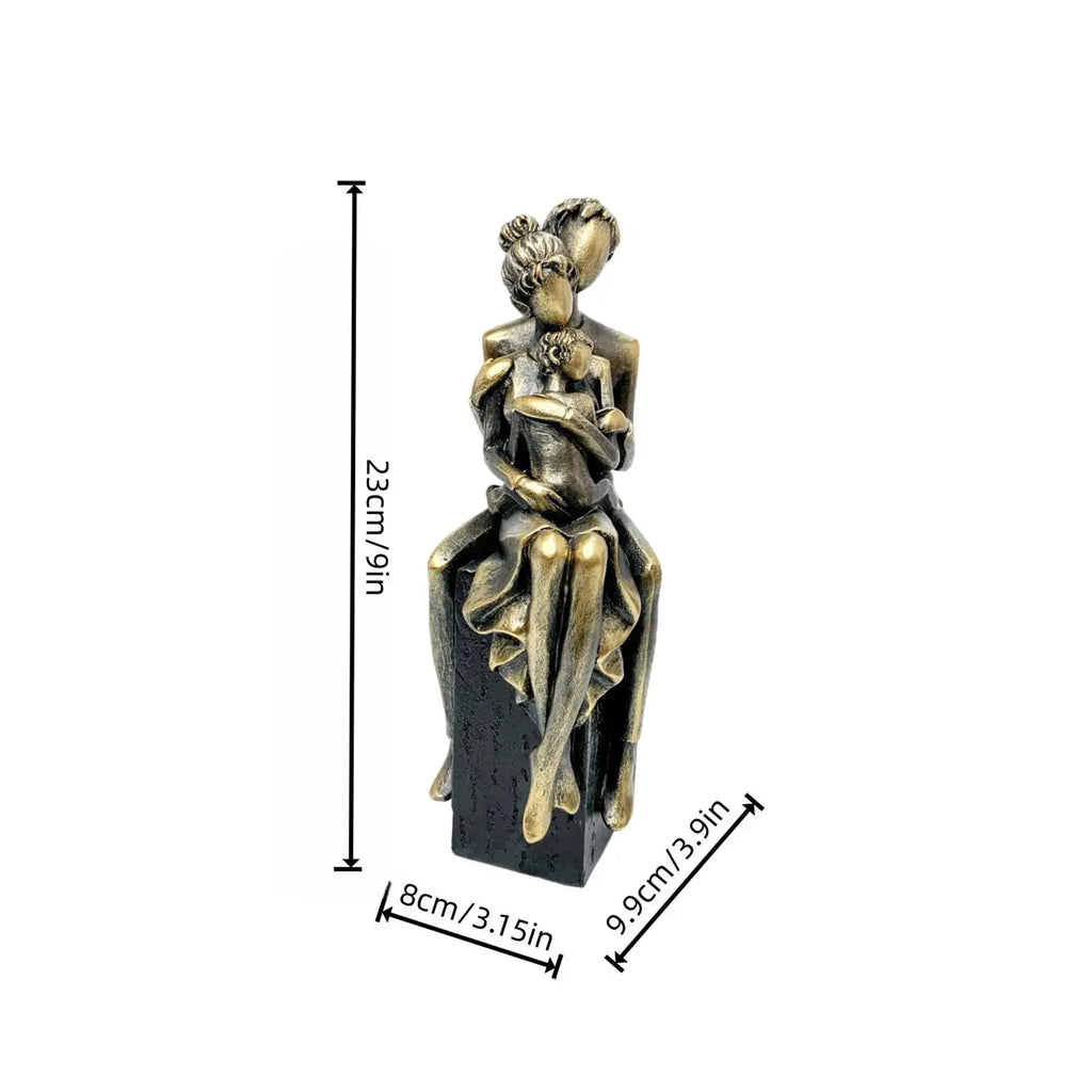 Elegant Resin Family of Three Figurines – Tabletop Decor for Living Room & Home