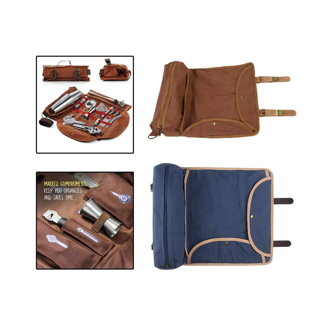 Professional Bartender Tool Roll – Durable, Wear-Resistant Cocktail Accessories Bag