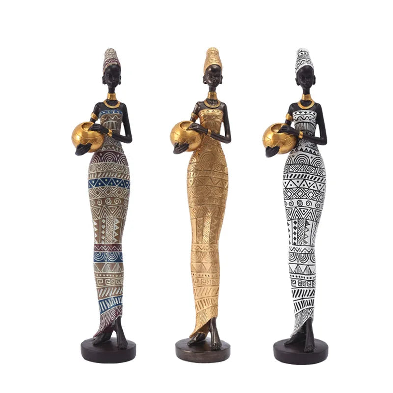Vintage African Figurine – Creative Black Art Resin Sculpture for Home & Office Decor