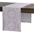 Camino de mesa de lino con mandala bohemio – Decoración de comedor con textura floral