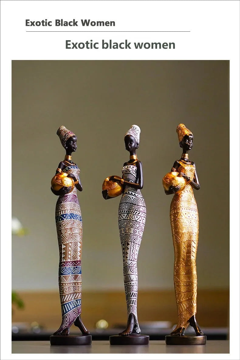 Vintage African Figurine – Creative Black Art Resin Sculpture for Home & Office Decor